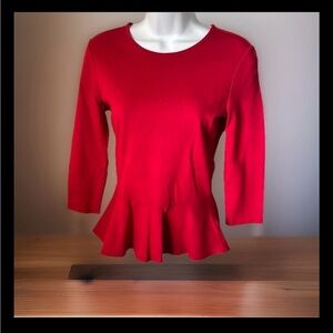 Lauren Ralph Lauren Red Peplum Top Size XS